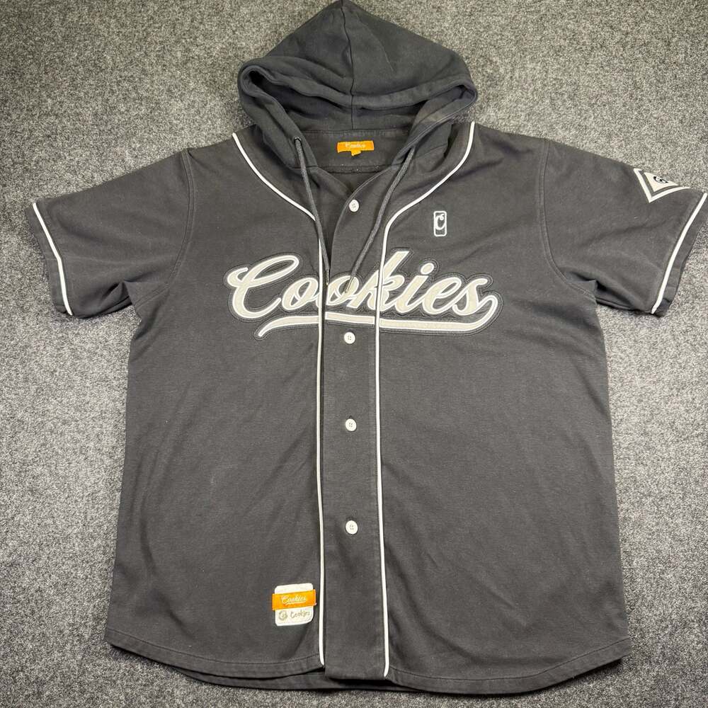 Cookies Pack Talk Black Hooded Baseball Jersey